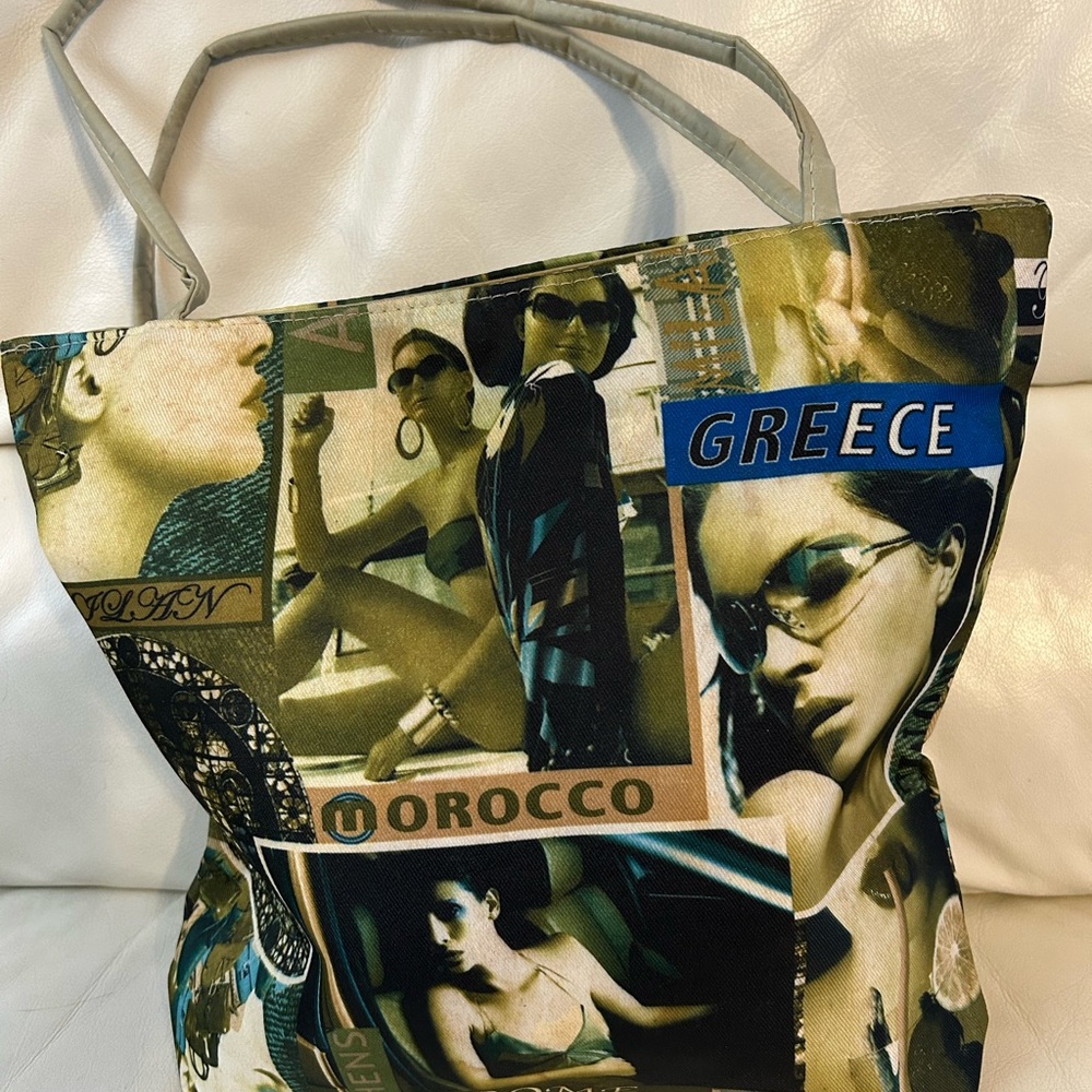 Vintage Newspaper Print Models rome greece athens fashion Tote purse Rare